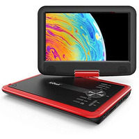 Iegeek 11.5"" Portable Dvd Player With Sd Card/Usb Port, 5 Hour Rechargeable Battery, 9.5"" Eye-Protective Screen, Support Av-In / Out, Region Free, Red