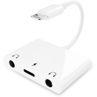 Unitrox 3 In 1 Dual 3.5Mm Headphone Jack Adapter - Earphone Jack Audio And Charging Adapter - Headphone Splitter For Iphone 14/13/ 12/11/ X/ 8/ Ipad -Support Ios 13- White