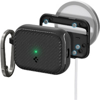 Spigen Mag Armor (Mag Fit) Designed For Airpods Pro 2Nd Generation Case 2022/2023 (Usb-C/Lightening Cable) Magsafe Compatible Case Cover With Keychain (Magnets Embedded) - Matte Black