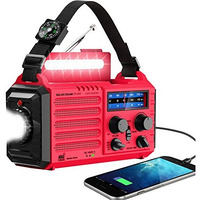 Emergency Weather Radio Solar Hand Crank Battery Operated Portable Am Fm Shortwave Radio With Noaa Alert, Flashlight, Reading Lamp, Cellphone Charger,Earphone Jack, Sos Alarm For Home Outdoor Survival