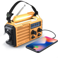 Weather Radio Raynic 5000 Solar Hand Crank Emergency Radio 5 Ways Powered Am/Fm/Sw/Noaa Weather Alert Portable Radio With Flashlight, Reading Lamp (Yellow)