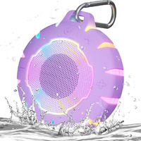 Heysong Waterproof Bluetooth Speaker, Shower Speaker With Hd Sound, Led Light, Floating, Lightweight Portable Speakers For Travel, Pool, Beach, Kayak, Gifts For Girl-Purple