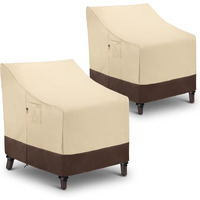 Arcedo Waterproof Patio Chair Covers, Heavy Duty Outdoor Lounge Chair Covers, Patio Furniture Covers For Lawn Swivel Rocking Chairs, All Weather Protection, 34 ""L X 37 ""W X 36 ""H, 2 Pack, Beige & Brown