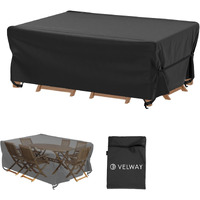 Velway Patio Table Chairs Set Cover Square Waterproof 74""Lx47""Wx28""H Outdoor Bistro Dining Set Cover Fire Pit Table Cover Furniture Cover Small Rectangle Ultra Windproof Uv-Resistant