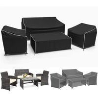 Outdoor Furniture Cover Waterproof, 4-Piece Patio Furniture Covers, Patio Furniture Set Covers, Patio Covers Includ: Ourdoor Sofa Cover, 2 Chair Covers, Coffee Table Cover -Xl -Black