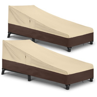 Arcedo Outdoor Chaise Lounge Cover, Waterproof Patio Chaise Lounge Chair Cover With Air Vents, All Weather Resistant Patio Furniture Covers, 80"" L X 32"" W X 25"" H, Beige And Brown, 2 Pack