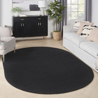 Nourison Essentials Indoor/Outdoor Black 6' X 9'Oval Area-Rug, Easy-Cleaning, Non Shedding, Bed Room, Living Room, Dining Room, Backyard, Deck, Patio (6X9 Oval)