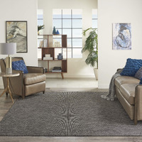 Nourison Positano Indoor/Outdoor Charcoal 2'2"" X 10' Area Rug, Easy Cleaning, Non Shedding, Bed Room, Living Room, Dining Room, Backyard, Deck, Patio (2X10)