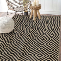 Ridota Reversible Mats, Outdoor Patio Rugs, Plastic Straw Rug, Modern Area Rug, Floor Mat For Outdoors, Rv, Patio, Backyard, Deck, Picnic, Beach, Trailer, Camping (Diamond Black & Beige, 5' X 8')