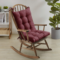 Sweet Home Collection Rocking Chair Cushion Premium Tufted Pads Non Skid Slip Backed Set Of Upper And Lower With Ties, 1 Count (Pack Of 1), Burgundy Red