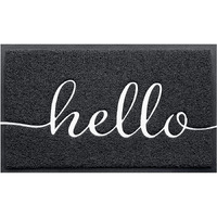 Cozybounty Door Mat Hello Mats Outdoor Indoor Non-Slip Doormat For Entryway Low-Profile Floor Mat For Yard, Garage, High Traffic Areas (36 ""X24 "", Black)