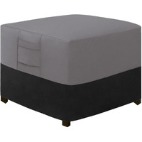 Easy-Going Outdoor Ottoman Cover, Waterproof Patio Ottoman Cover, Heavy Duty Outdoor Furniture Cover With Padded Handles (22""X22""X17"", Gray/Black)