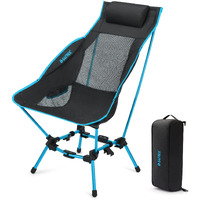 G4Free Folding Camp Chair High Back Lightweight Camping Chair With Removable Pillow, Side Pocket & Carry Bag, Compact & Heavy Duty 385Lbs For Outdoor Hiking Backpacking Beach Picnic Travel Blue