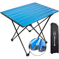 Mssohkan Camping Table Folding Portable Camp Side Table Aluminum Lightweight Carry Bag Beach Outdoor Hiking Picnics Bbq Cooking Dining Kitchen Blue Small