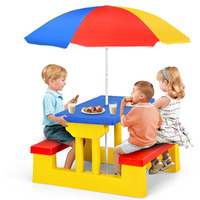 Costzon Kids Portable Picnic Table And Bench With Removable Umbrella For Toddlers, Great For Garden, Backyard, Patio, Indoor & Outdoor (Primary)