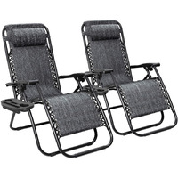 Flamaker Patio Zero Gravity Chair Outdoor Folding Lounge Chair Recliners Adjustable Lawn Lounge Chair With Pillow For Poolside, Yard And Camping (Grey)