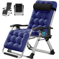 Zero Gravity Chair, Lawn Recliner, Reclining Patio Lounger Chair, Folding Portable Chaise With Detachable Soft Cushion, Cup Holder, Headrest