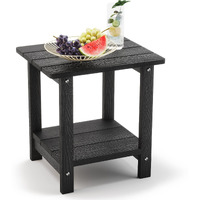 Lue Bona Adirondack Outdoor Side Table, 2-Tier Black Hdps Patio End Table Weather Resistant, Morden Side Table For Patio, Pool, Porch