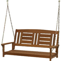 Furinno Tioman Hardwood Patio / Garden / Outdoor 4Ft Porch Swing, 2 Seater With Hanging Chains, Natural