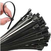 100Pcs Heavy Duty Industrial Zip Ties,Releasable Black Cable Ties, Nylon Adjustable Tie Wrap,Reusable Zip Toes Tie Straps For Garden Plant Secure Vine, Home, Office Use (Reusable12 Inch)