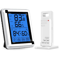 Hygrometer Humidity Gauge Meter - Wireless Indoor Outdoor Thermometer With 1 Remote Sensor - Room Thermometer For Home, Temperature And Humidity Monitor For Greenhouse Nursery Garden, 200Ft/60M Range