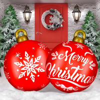 Jetec 2 Pcs 32 Inch Large Pvc Inflatable Christmas Decorated Ball Ornaments Giant Inflatable Outside Christmas Decorations Xmas Blow Ball Decorations For Outside Holiday Yard Lawn Porch Decor