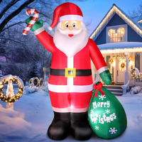 8 Ft Christmas Inflatables Santa Claus With Candy And Big Gift Bag Outdoor Decor, Blow Up Ip44 Weatherproof Xmas Decorations For Yard, Built-In Led Light For Gardern Lawn Indoor Outside Winter Holiday