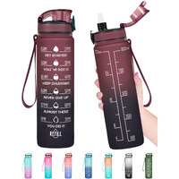 Enerbone 32 Oz Water Bottle, Leakproof Bpa & Toxic Free, Motivational Water Bottle With Times To Drink And Straw, Fitness Sports Water Bottle With Strap For Office, Gym, Outdoor Sports