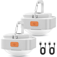 Fly2Sky 2 Pcs White Camping Light Tent Light Portable Rechargeable Led Camping Light Survival Gear Camping Accessories Camping Equipment For Hiking Backpacking Fishing Hurricane Emergency Outage