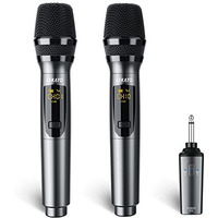 Lekato Wireless Microphone, Rechargeable Wireless Microphones With Receiver 2.4Ghz Dual Metal Dynamic Microphone Plug And Play For Karaoke Singing, Speech, Wedding, Church, Pa System Speaker(K380S)