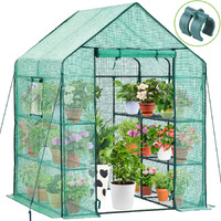 Ohuhu Greenhouse For Outdoors With Screen Windows, 57 X 57 X 76 ' ' Walk In Plant Greenhouses Heavy Duty With Durable Pe Cover, 3 Tiers 12 Shelves Stands Plastic Portable Green House With Shelf Clips