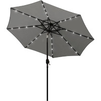 Blissun 9 Ft Solar Umbrella, 32 Led Lighted Patio Umbrella, Table Market Umbrella, Outdoor Umbrella For Garden, Deck, Backyard, Pool And Beach (Grey)