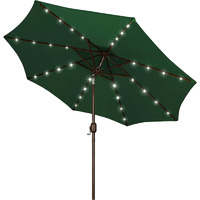Blissun 9 Ft Solar Umbrella, 32 Led Lighted Patio Umbrella, Table Market Umbrella, Outdoor Umbrella For Garden, Deck, Backyard, Pool And Beach (Dark Green)