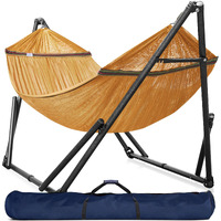 Tranquillo Double Hammock With Stand Included For 2 Persons/Foldable Hammock Stand 600 Lbs Capacity Portable Case - Inhouse, Outdoor, Camping, Yellow