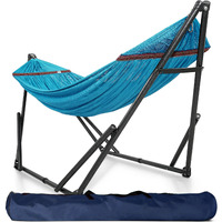 Tranquillo 600Lb Capacity 2 Persons Instant Set Up No Screw Needed Foldable Portable Double Hammock With Stand & Carry Bag For Garden Camping, Sky