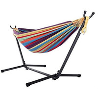 Double Hammock Two Person Adjustable Hammock Bed With Space Saving Steel Stand Includes Portable Carrying Case, Easy Set Up (Hme-Hammk-Pur)