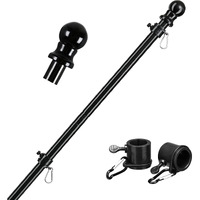 Black Flag Pole For House - 5Ft Tangle Free House Flag Pole For 3X5 Flags,Rustproof Outdoor Flag Poles For Outside House Porch Garage Truck Boat Decor (Flagpole Without Bracket)