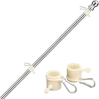 6Ft Flag Pole Kit,Stainless Steel Heavy Duty American Us Flagpole, Rustproof For Outdoor Garden Roof Walls Yard House(Without Bracket)