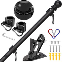 Zmtech Flag Pole - Upgraded Bracket, 6 Ft Stainless Steel Flag Poles For   Outside   House, Residential Or Commerical, Tangle Free Flag Pole Kit For American Flag (Without Flag, Black)