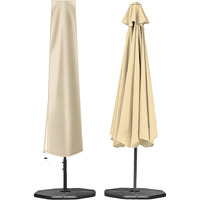 Okpow Umbrella Cover 420D Oxford Fabric Patio Umbrella Covers Waterproof With Zip, For 9Ft To 12Ft Garden Outdoor Umbrella (Khaki)