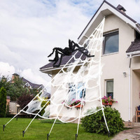 Aodini Spider Web Halloween Decorations, 16 15 Feet Giant Triangular Spider Web Plus A Fake Big Spider, Suitable For Indoor And Outdoor Yard Haunted House Party Halloween Decor