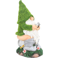 Ovewios Garden Gnome Statues - Resin Gnome Figurine Sitting On Solar Crackle Glass Globe Lights, Funny Garden Gnome Ornament For Patio Yard Lawn Porch Outdoor Decor