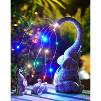 Goodeco Garden Elephant Statue Outdoor - Elephant Gifts With Solar Watering Lights, Siting Elephant Figurine Perfect For Yard, Patio, And Pathway Decor - Ideal Gardening Gifts