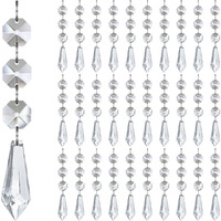 Jishi 30Pk Crystal Icicle Ornaments Christmas Tree Winter Decorations Clear Plastic Hanging Crystals Centerpiece Chandelier Garland Acrylic Icicle Prism Drop Pendant Gem String Bead Jewel Chain Strand