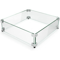 Gaspro 15"" X 15"" X 6"" Fire Pit Glass Wind Guard, Tempered Glass Firepit Table Shield, Thick And Sturdy, With Hard Aluminum Corner Bracket & Rubber Feet, Easy To Assemble
