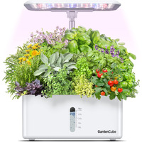 Gardencube Hydroponics Growing System Garden: 8 Pods Indoor Herb Garden With Grow Light Plants Germination Kit Quiet Automatic Hydroponic Height Adjustable - Gardening Gifts For Women Kitchen White
