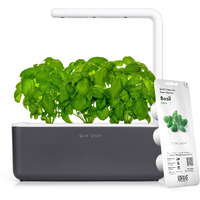 Click & Grow Indoor Herb Garden Kit With Grow Light  Smart Garden For Home Kitchen Windowsill  Easier Than Hydroponics Growing System  Vegetable Gardening Starter (3 Basil Pods Included), Grey