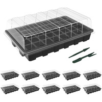 Gardzen 10-Set Garden Propagator Set, Seed Tray Kits With 400-Cell, Seed Starter Tray With Dome And Base 15"" X 9"" (40-Cell Per Tray)