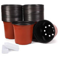 Jeria 100-Pack 6 Inch Plastic Plant Nursery Pots Come With 100 Pcs Plant Labels, Seedling Flower Plant Container And Seed Starting Pots