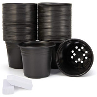 Jeria 100-Pack 0.5 Gallon Plant Nursery Pots, Plastic Pots For Flower Seedling, Flower Plant Container Seed Starting Pot, Come With 100 Pcs Plant Labels(Black)
